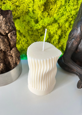 Allure CA - Unique Wavy Fluted Pillar Column Candle - Vanilla