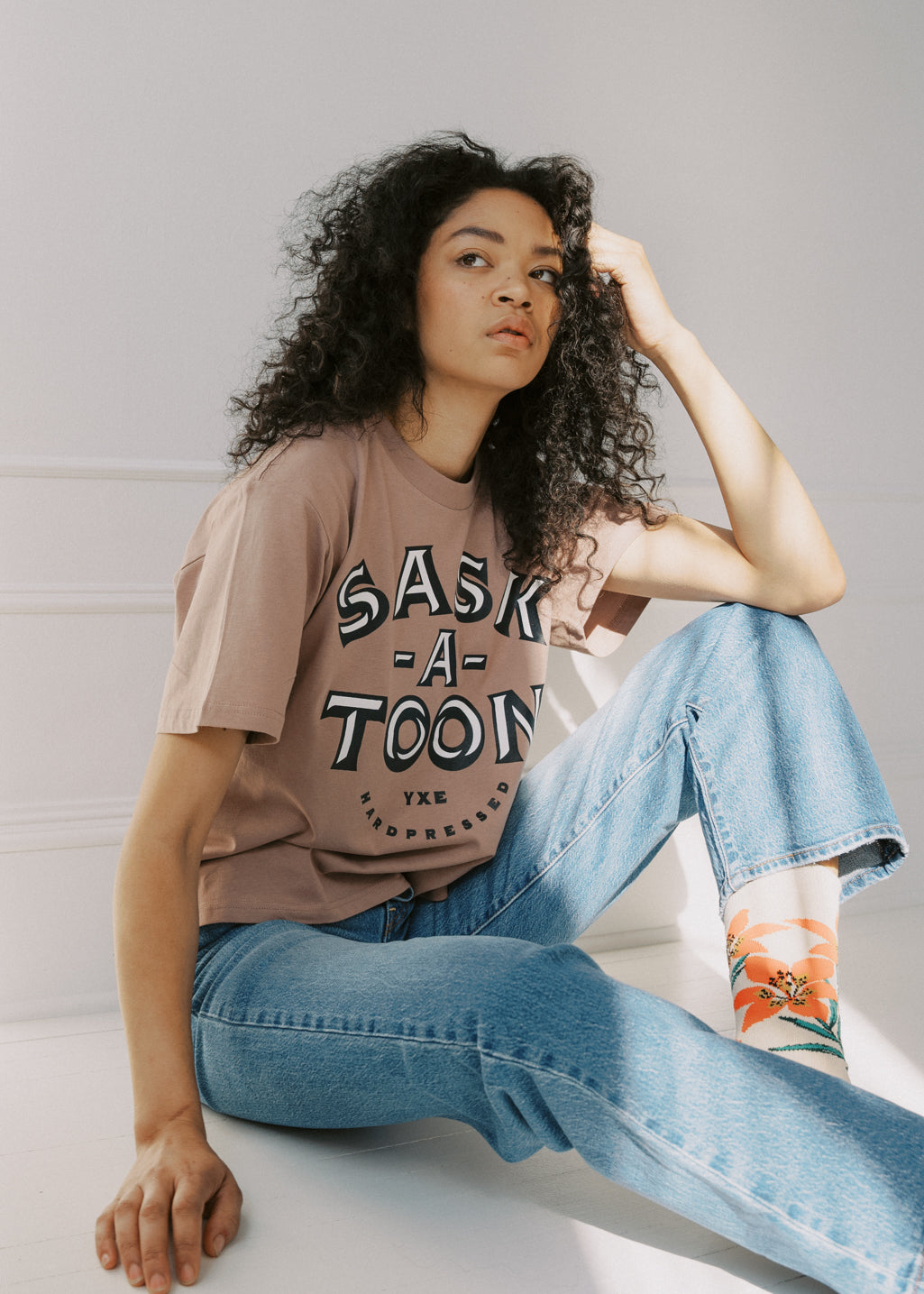 L & XL | Sask-A-Toon Boxy Tee | Dusk | Ladies