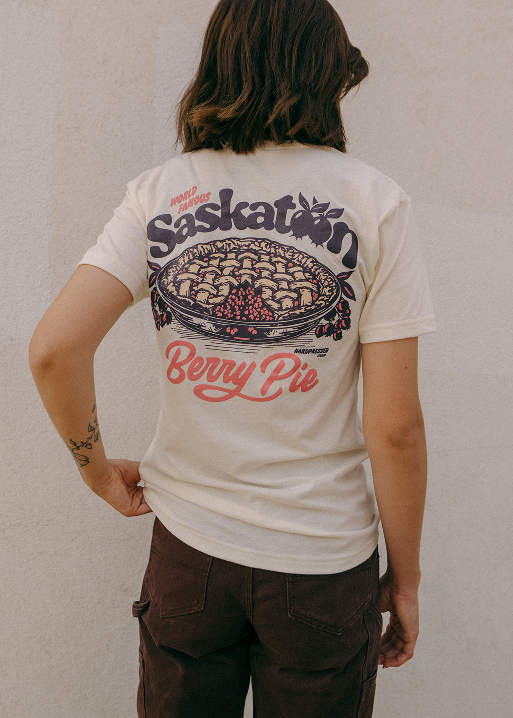 Saskatoon Berry Pie Tee | Soft Butter | Unisex - Hardpressed Print Studio Inc.