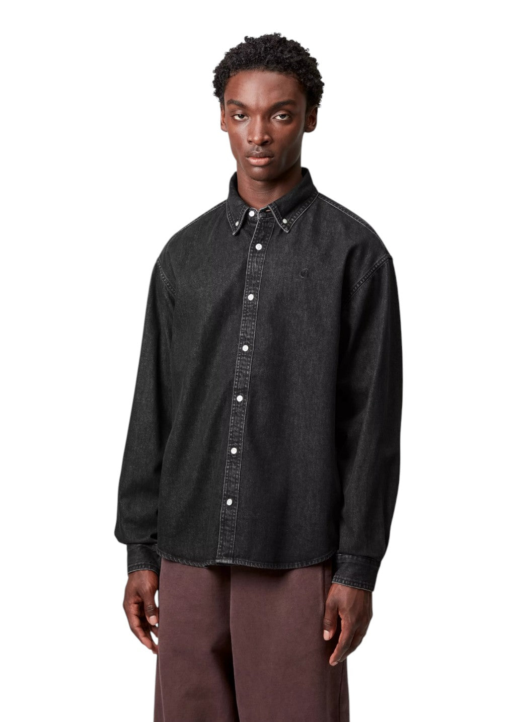 Carhartt WIP - L/S Lucas Shirt - Black, Stone Washed