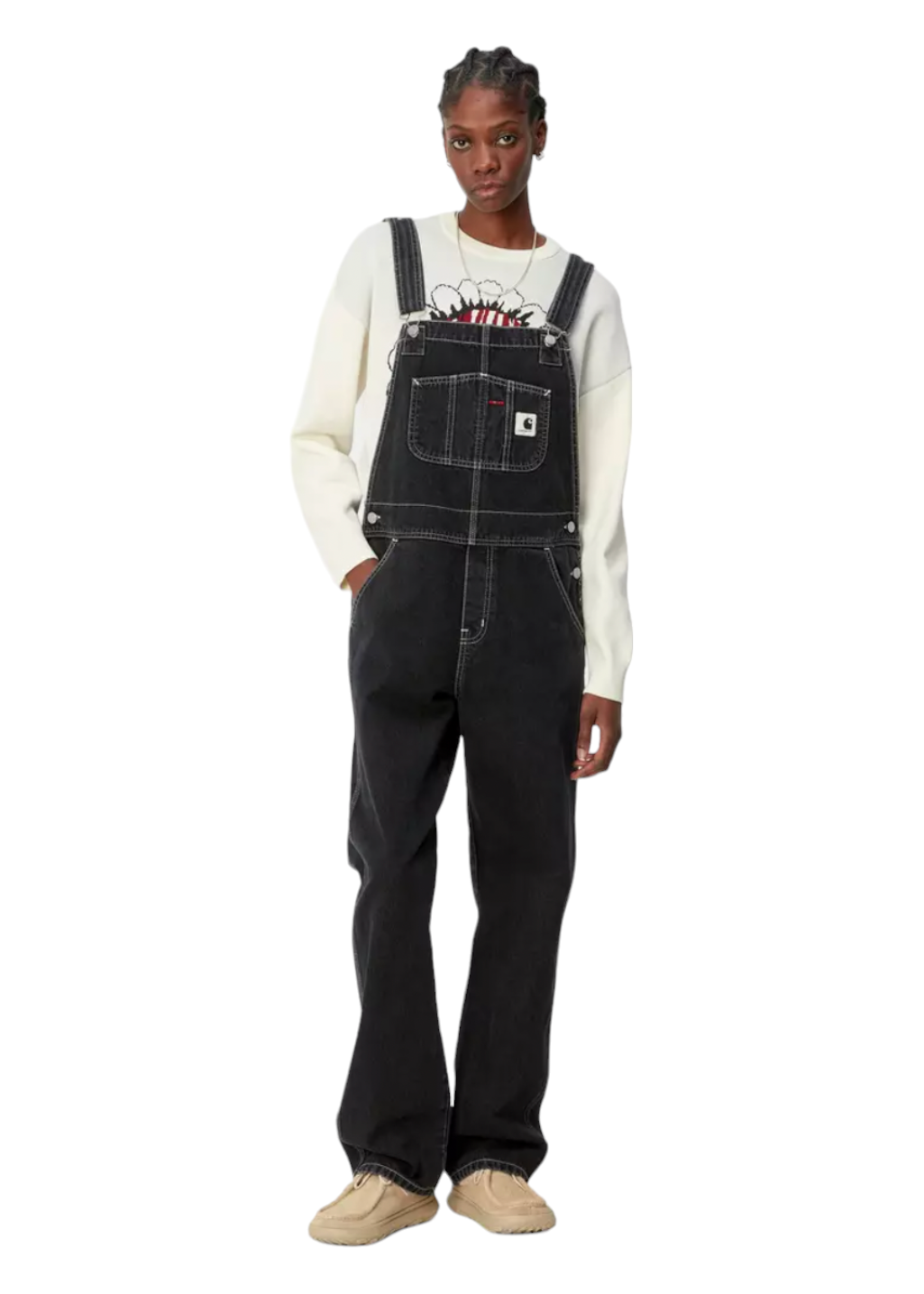 Carhartt WIP - W' Bib Overall Straight - Black Stone Washed