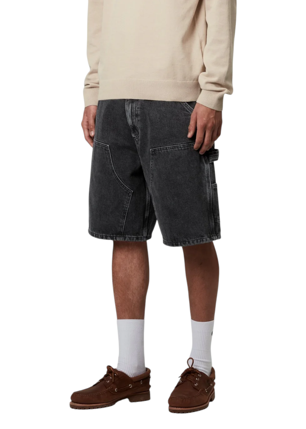 Carhartt WIP - Double Knee Short - Black Stone Washed