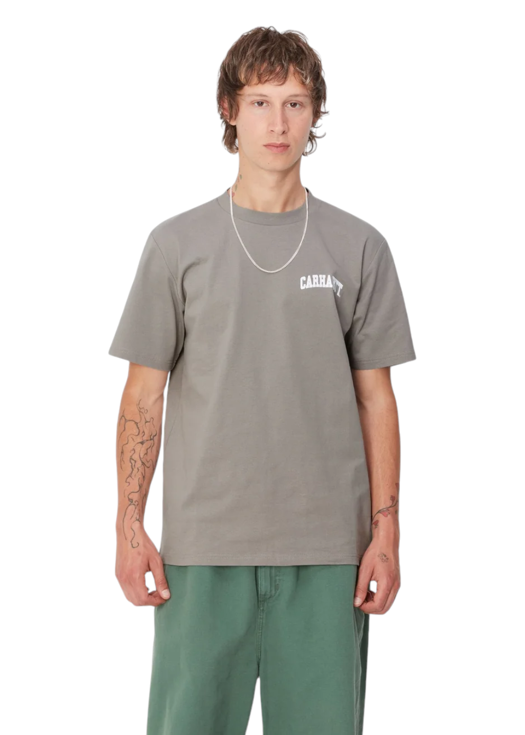 Carhartt WIP - S/S University Script T-Shirt - Misty Grey/White