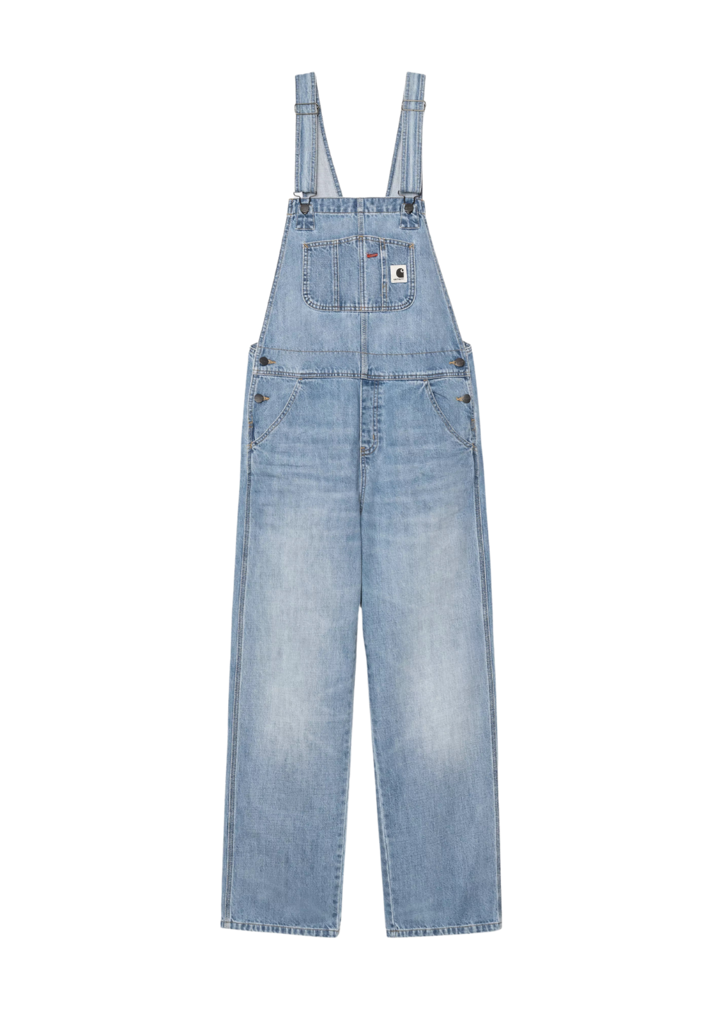 Carhartt WIP - W' Bib Overall Straight 'Camano' Denim - Blue Burst Washed - Hardpressed Print Studio Inc.