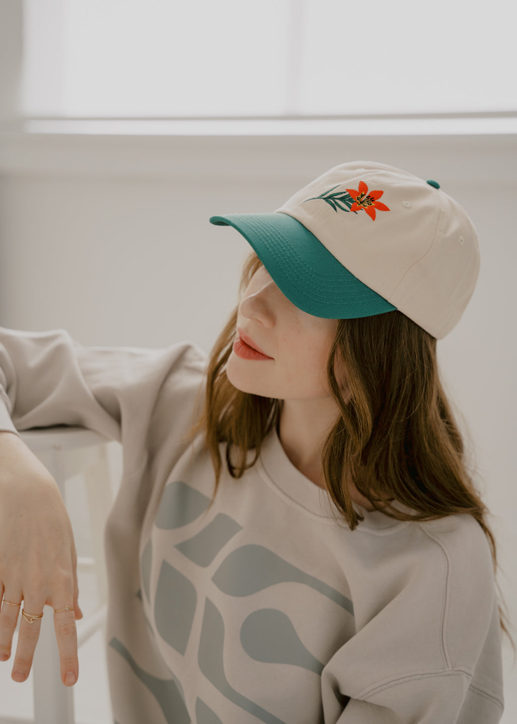 Lilium Dad Cap | Birch/Emerald | Hardpressed Print Studio Inc.