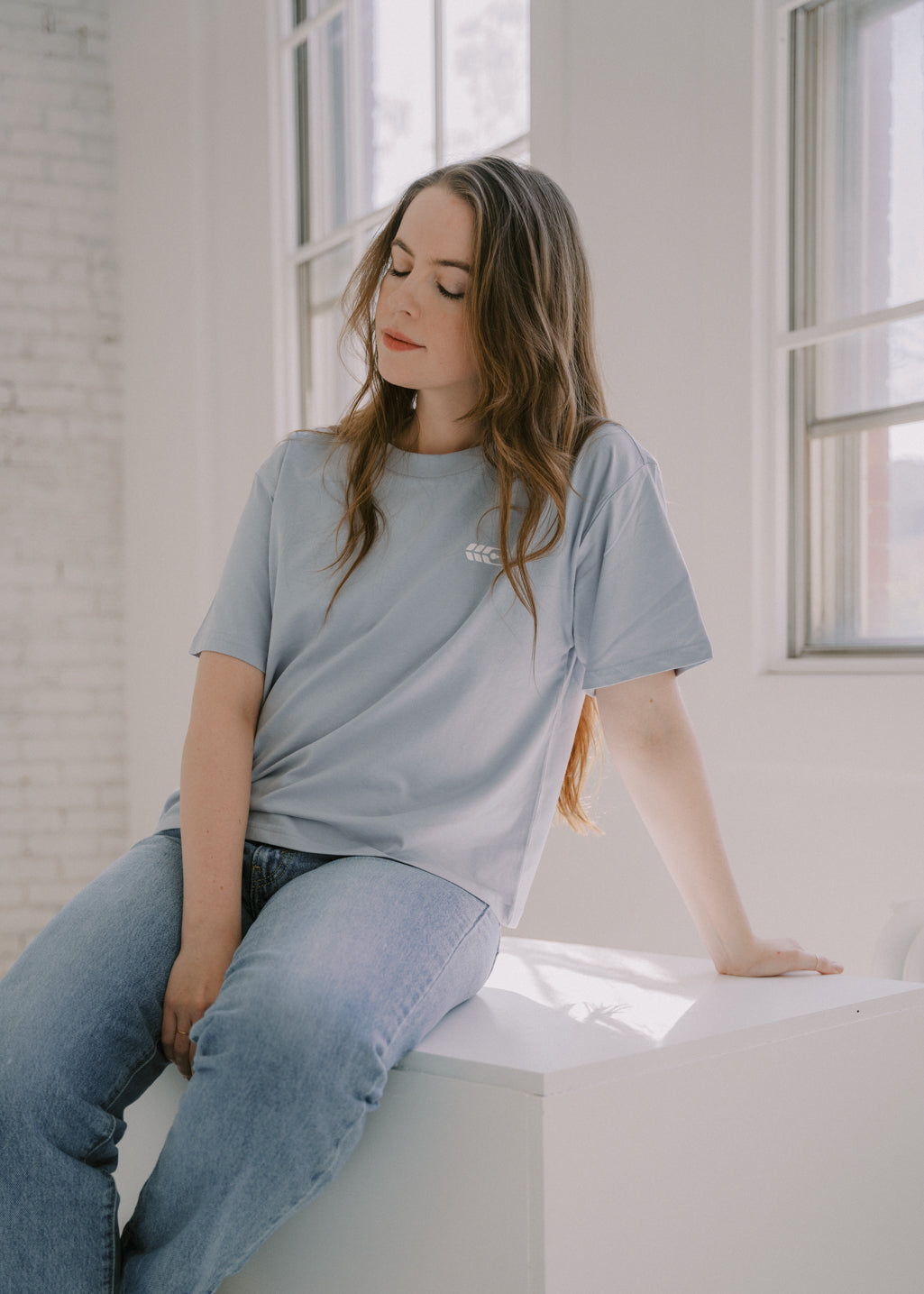 XS, M & XXL | Minimal Grain Boxy Tee | Sky | Ladies