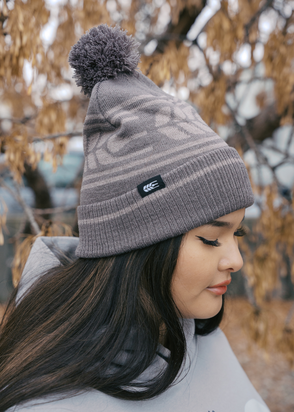 Cross Grain Pom Toque | Grey Tones | Adult