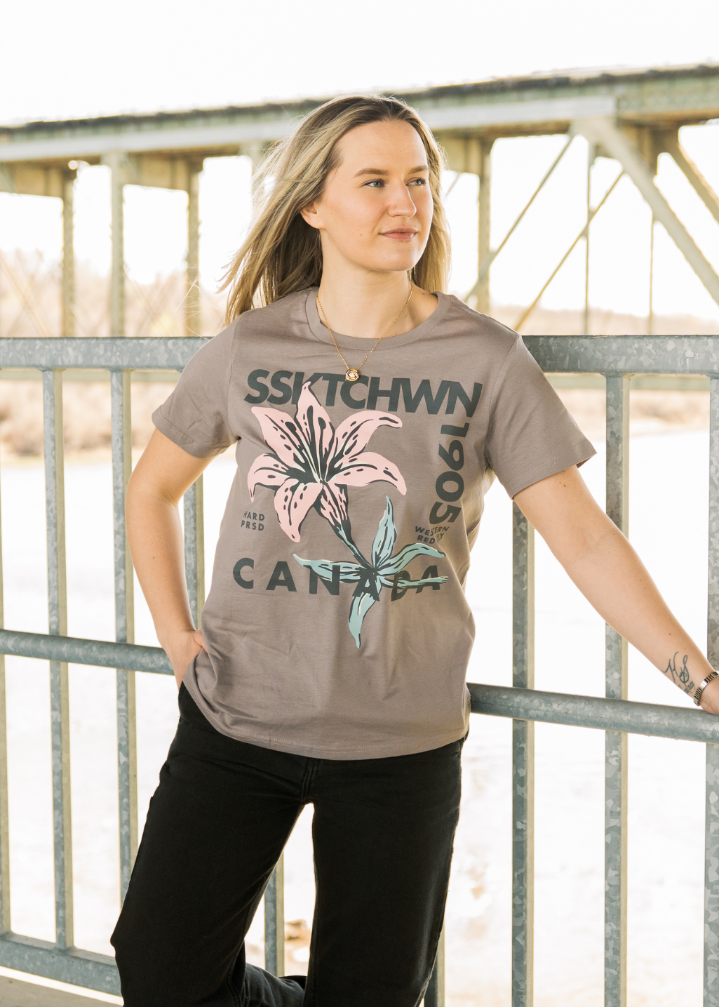Faded Lily Tee | Clay | Unisex and Ladies - Hardpressed Print Studio Inc.