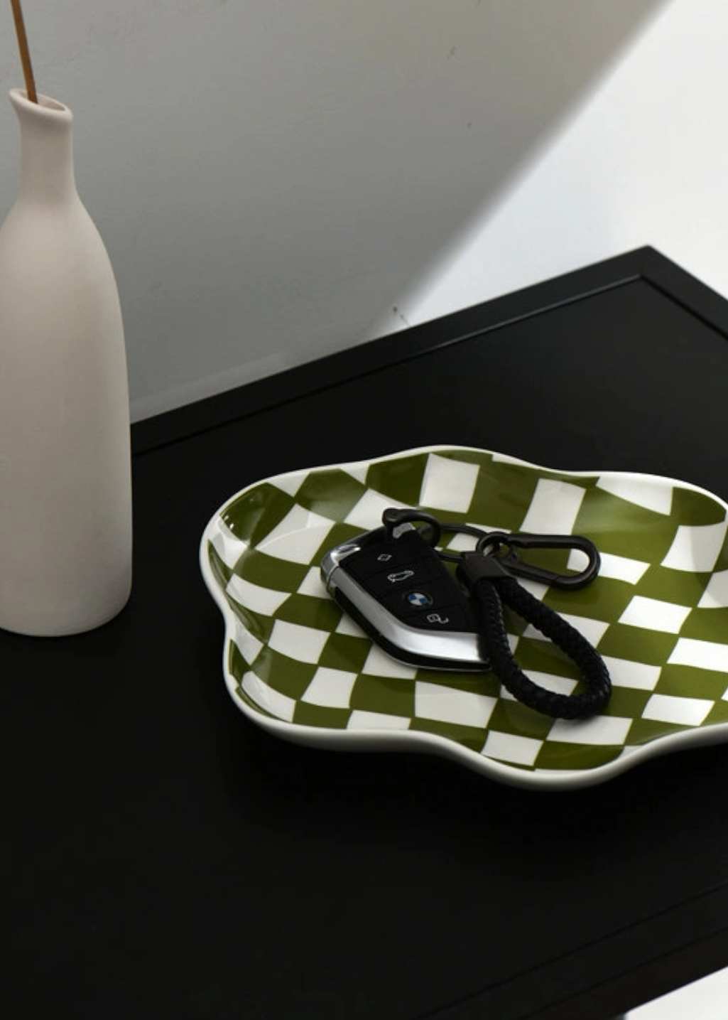 Filtrum Home - Checkered Ceramic Plate - Green