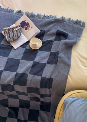 Filtrum Home - Checkered Oversized Towel - Blue