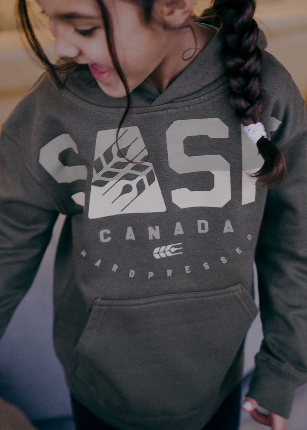 SASK Icon Two Tone Sweater | Foliage | Kids - Hardpressed Print Studio Inc.