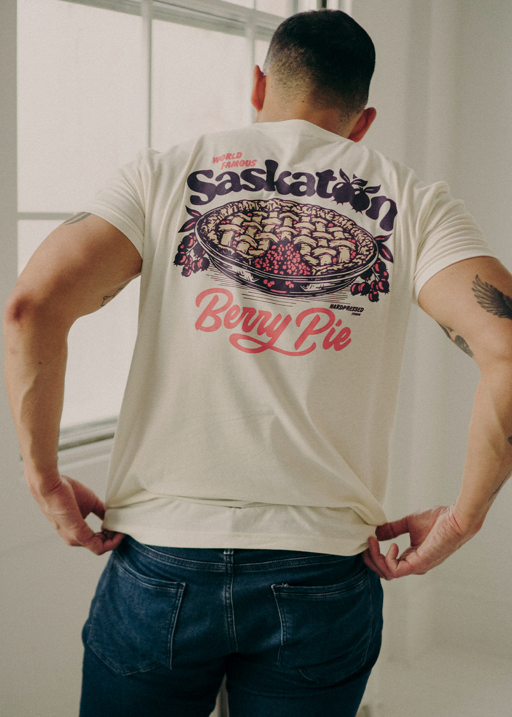 Saskatoon Berry Pie Tee | Soft Butter | Unisex - Hardpressed Print Studio Inc.