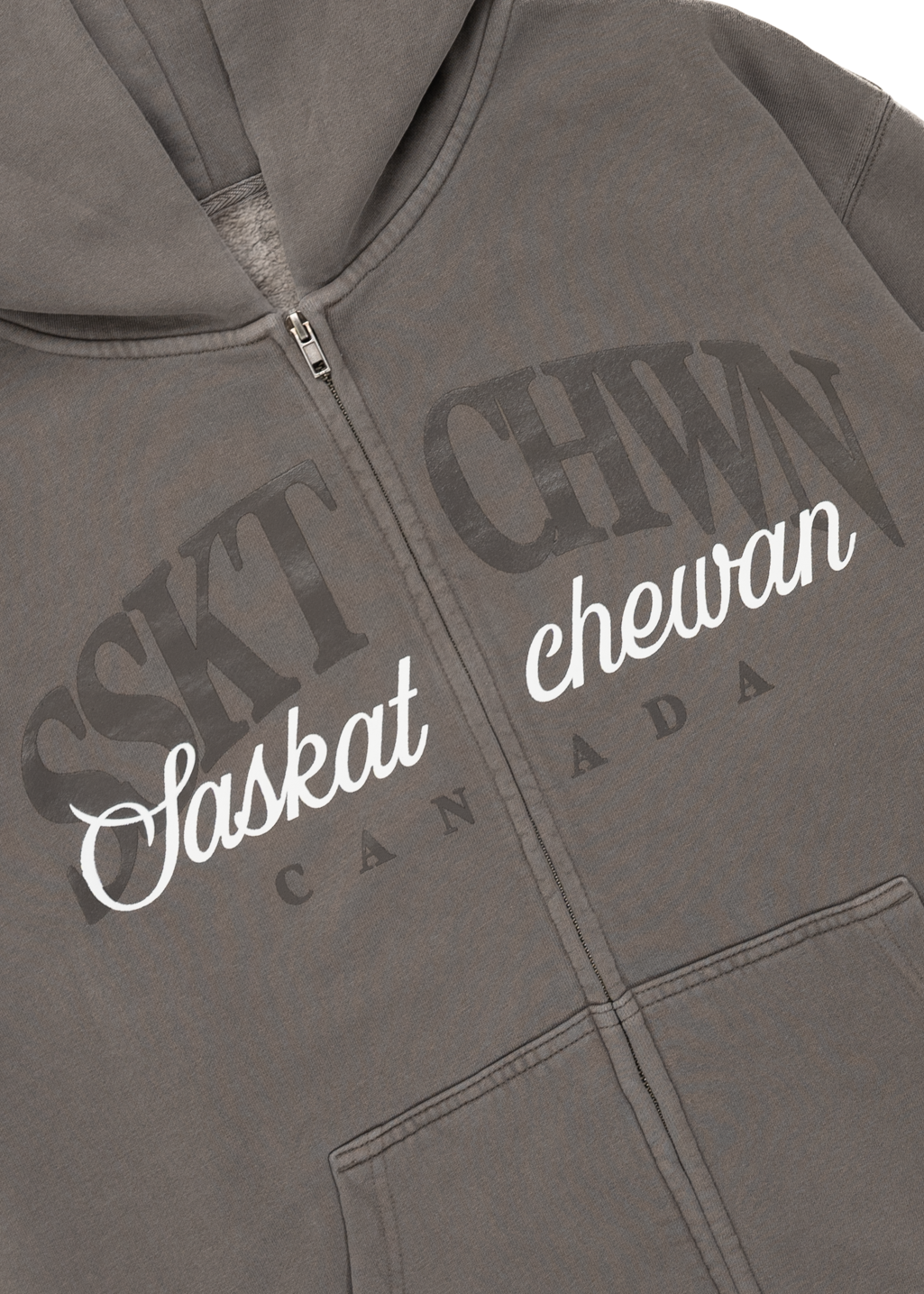 Say It Twice Zip-up Sweater | Vintage Grey | Ladies - Hardpressed Print Studio Inc.