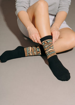 Patchwork Plains Socks | Black - Hardpressed Print Studio Inc.