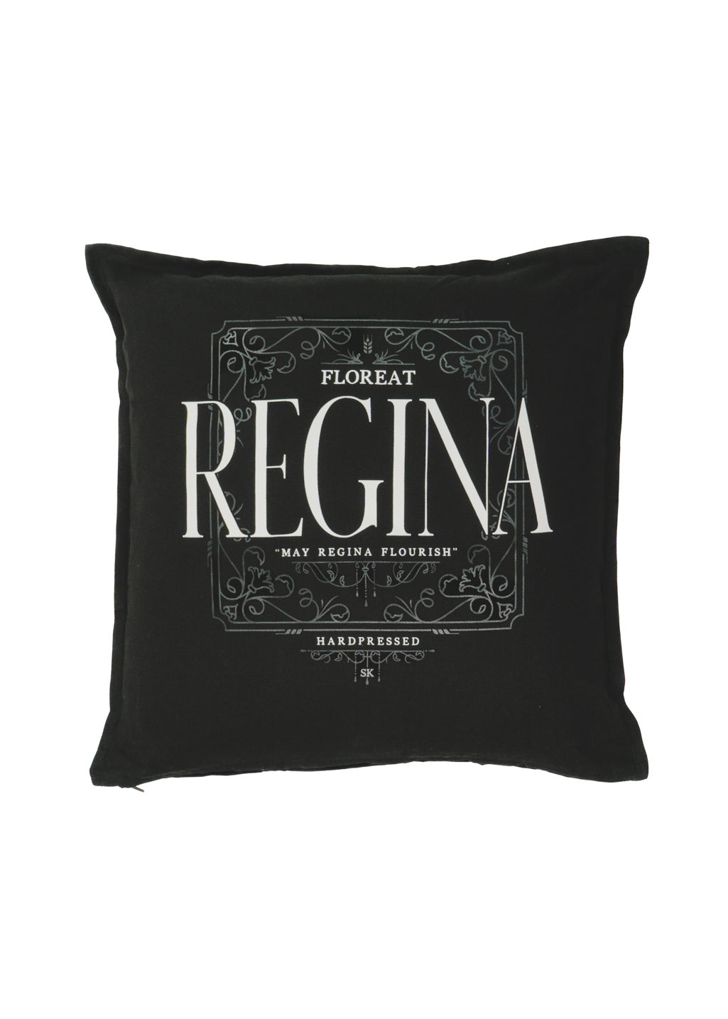 Floreat Regina Pillow | Black - Hardpressed Print Studio Inc.