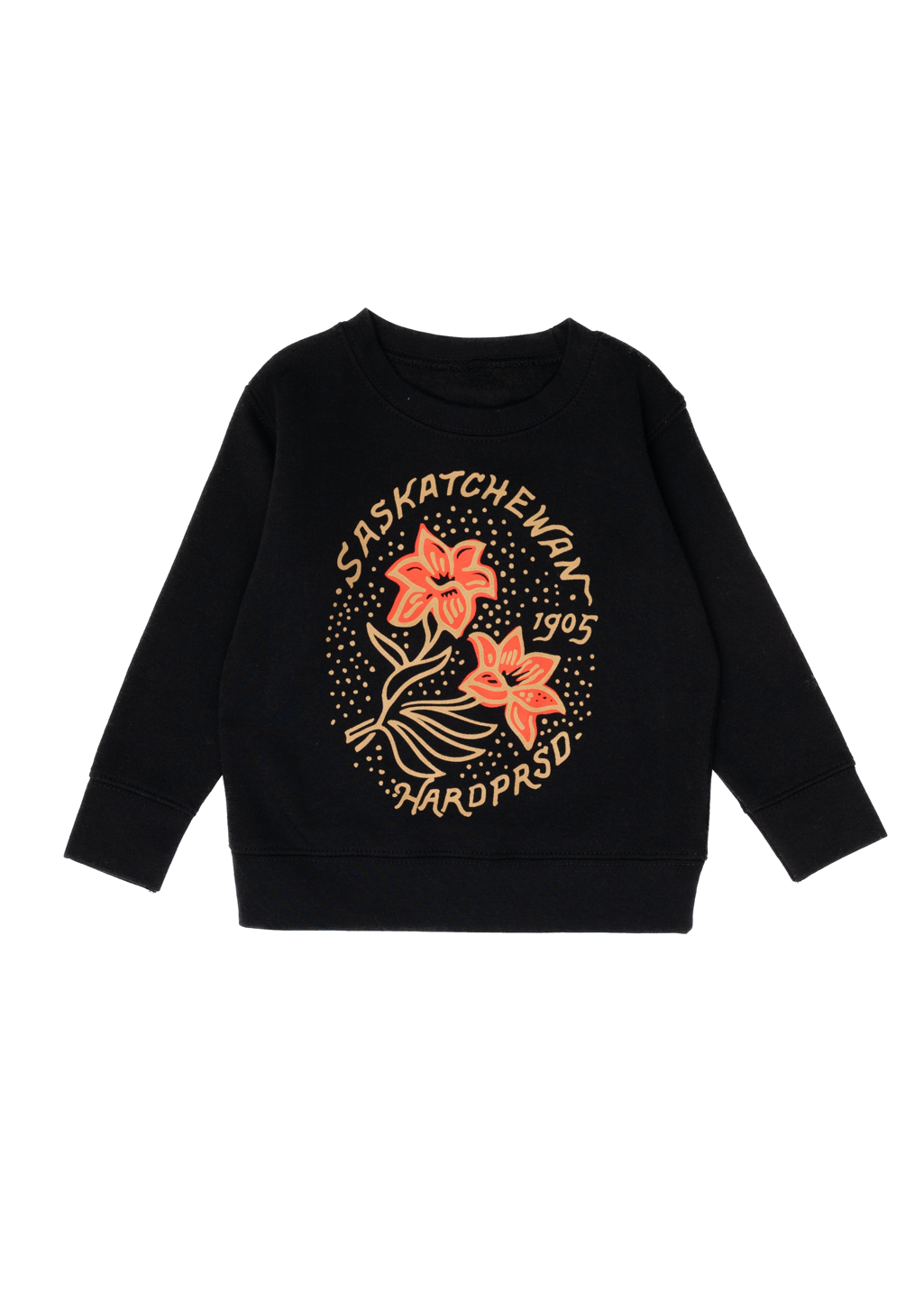 Gold Lily Crewneck | Black | Kids - Hardpressed Print Studio Inc.