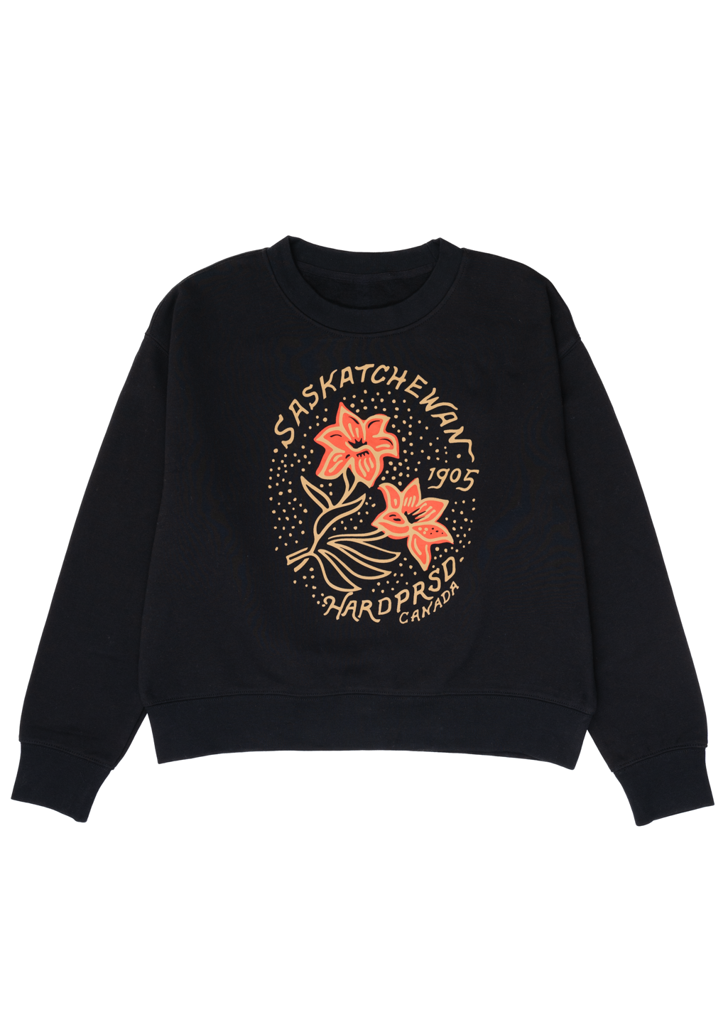Gold Lily Crewneck | Black | Ladies