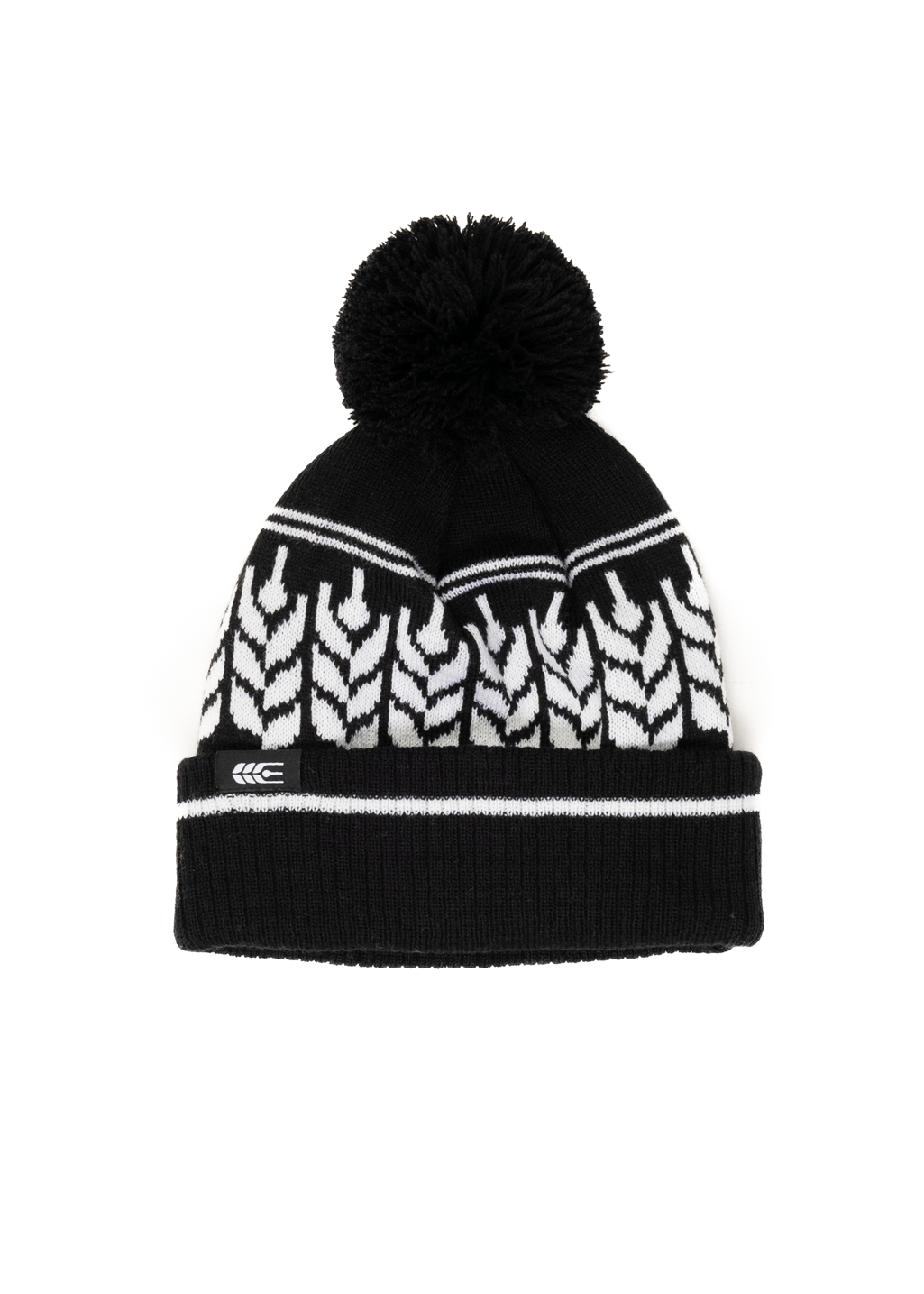 Houndstooth Grain Pom Toque | Black/White | Kids