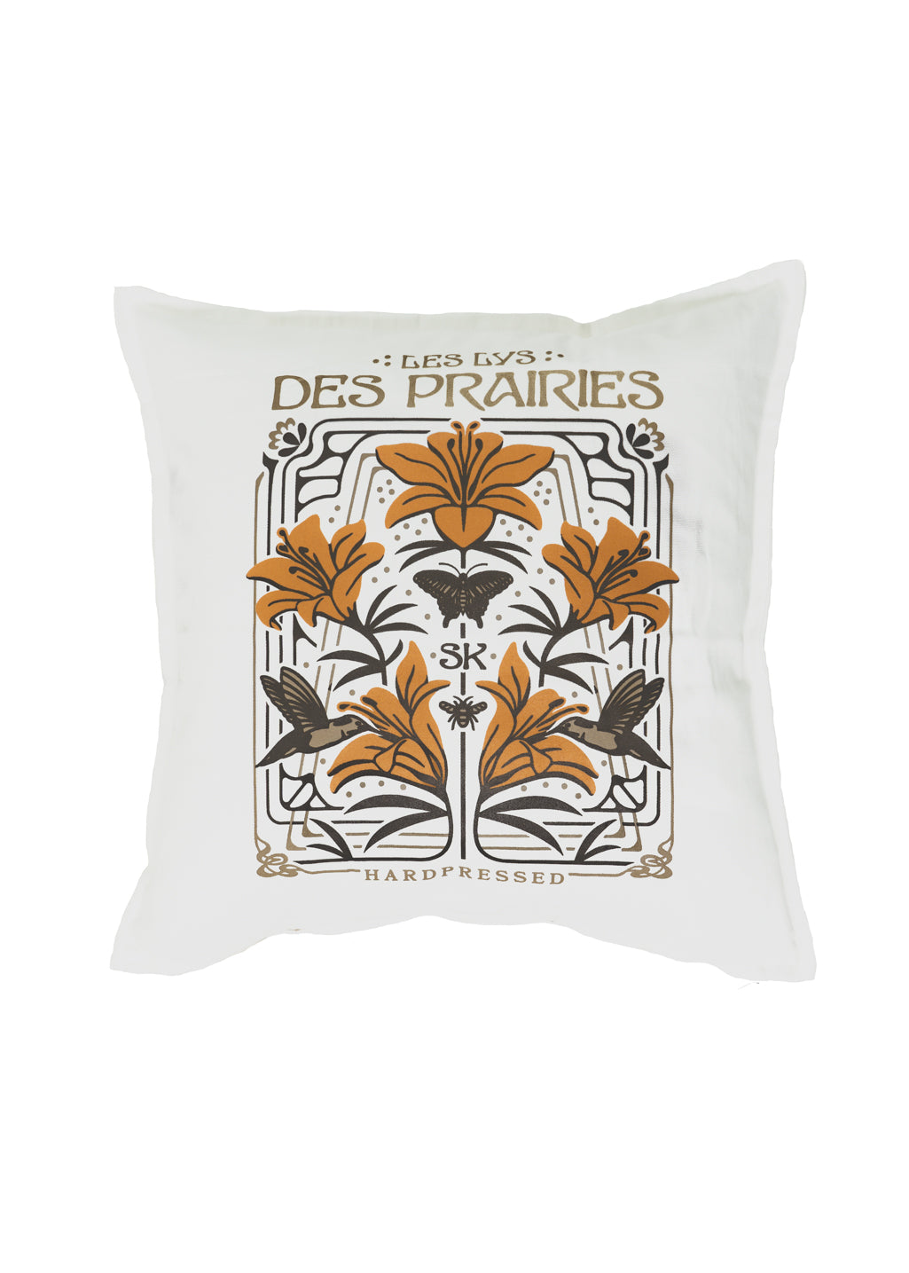 Nouveau Lily Pillow | White - Hardpressed Print Studio Inc.