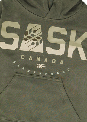 SASK Icon Two Tone Sweater | Foliage | Kids - Hardpressed Print Studio Inc.