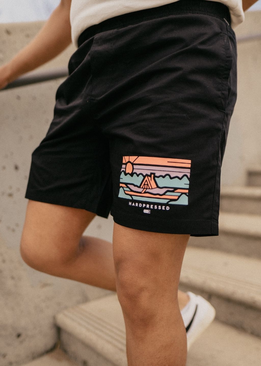 Woven Woodlands Shorts | Black | Unisex - Hardpressed Print Studio Inc.