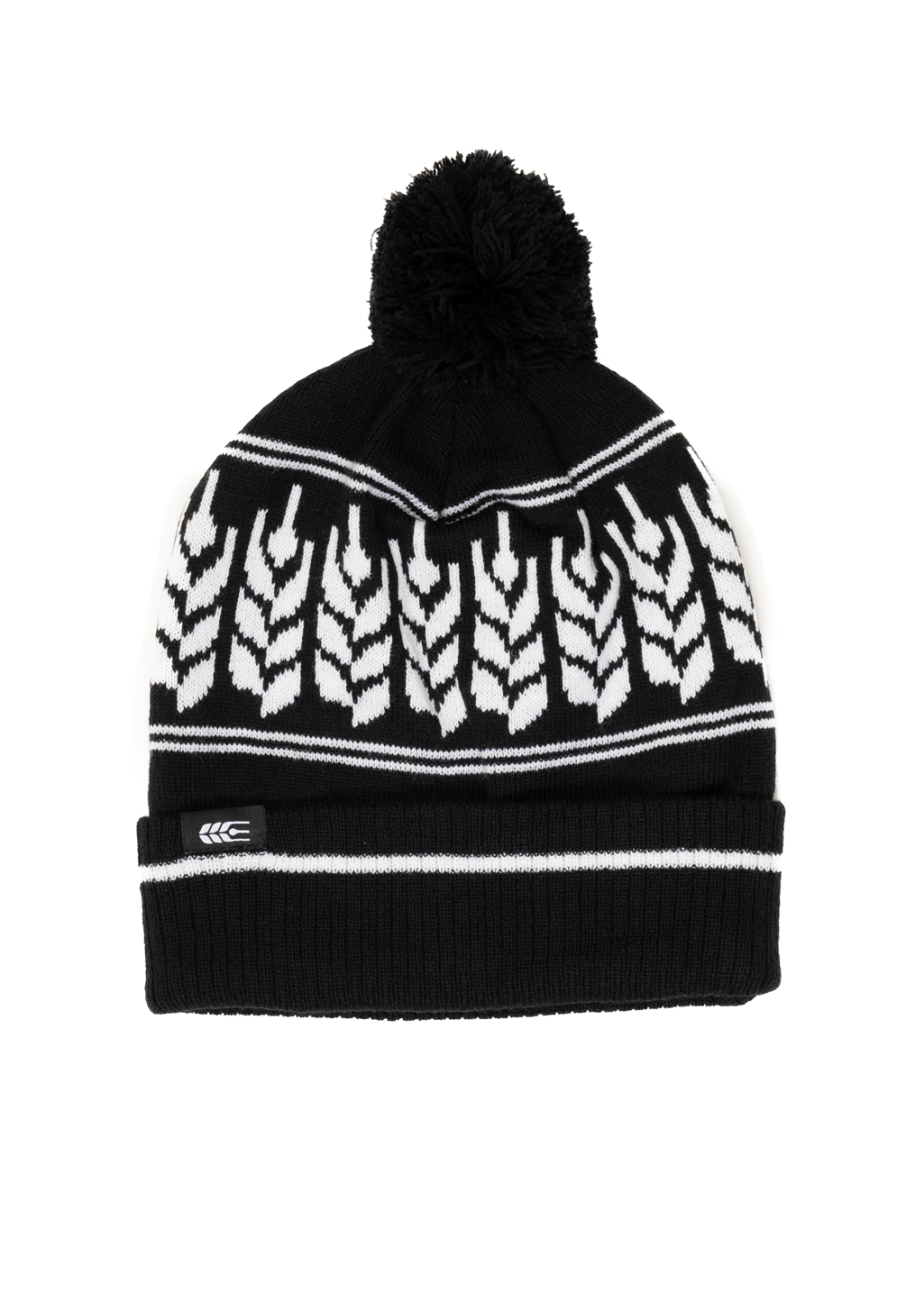 Houndstooth Grain Pom Toque | Black/White | Adult