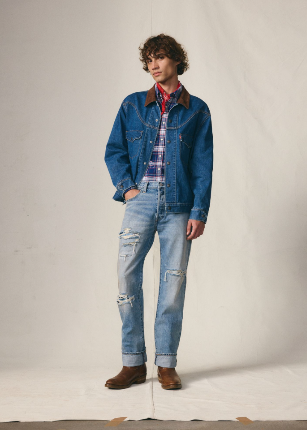 Levi's - 501® Original - Turquoise Rived Destruction Selvedge