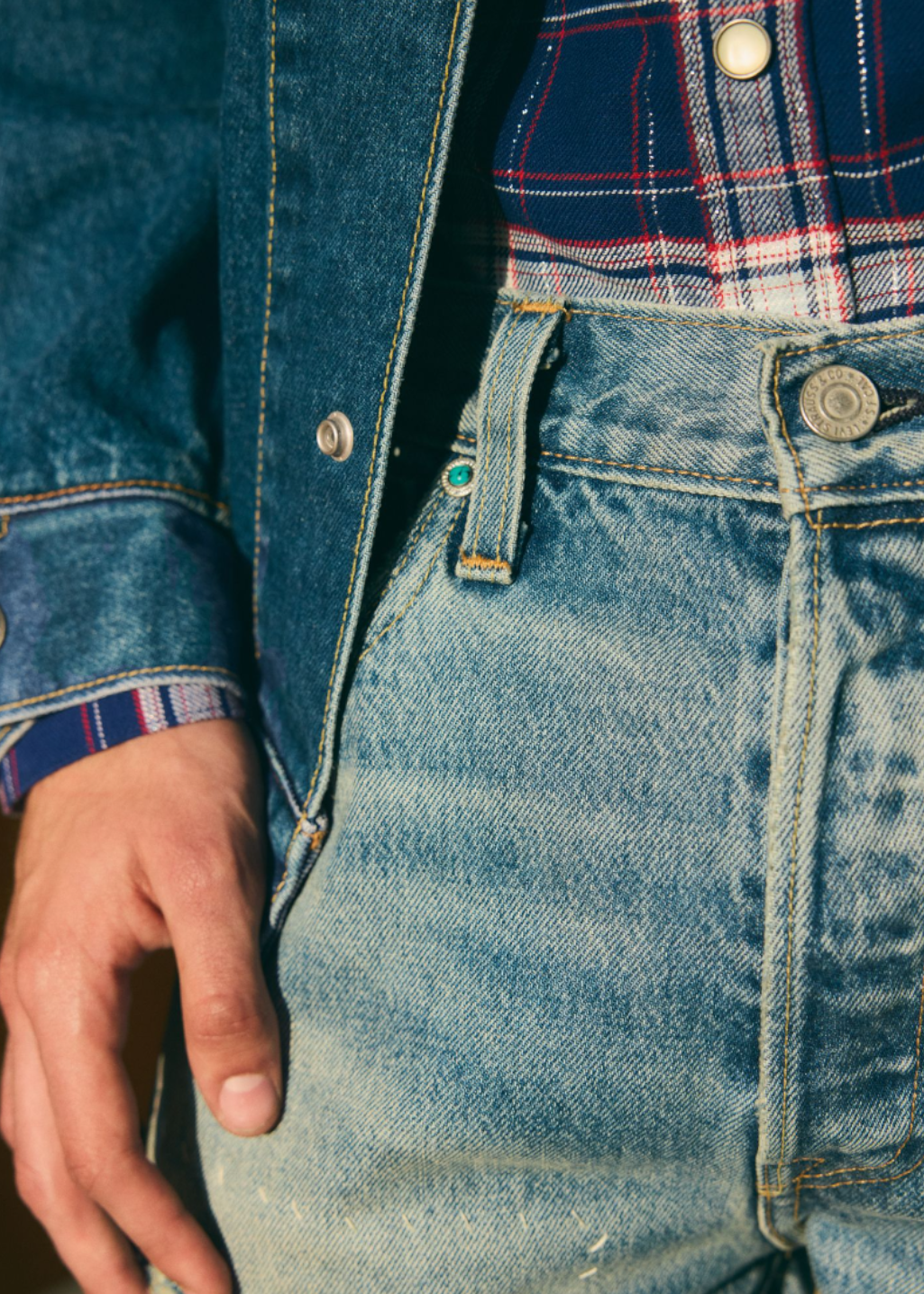Levi's - 501® Original - Turquoise Rived Destruction Selvedge