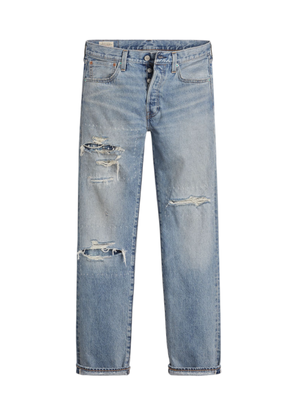 Levi's - 501® Original - Turquoise Rived Destruction Selvedge