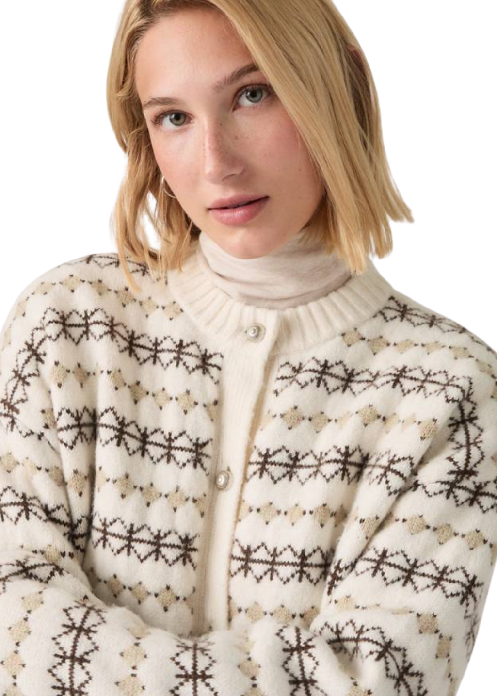 Levi's - Charlotte Crewneck Cardigan - Claire Fairisle Egret