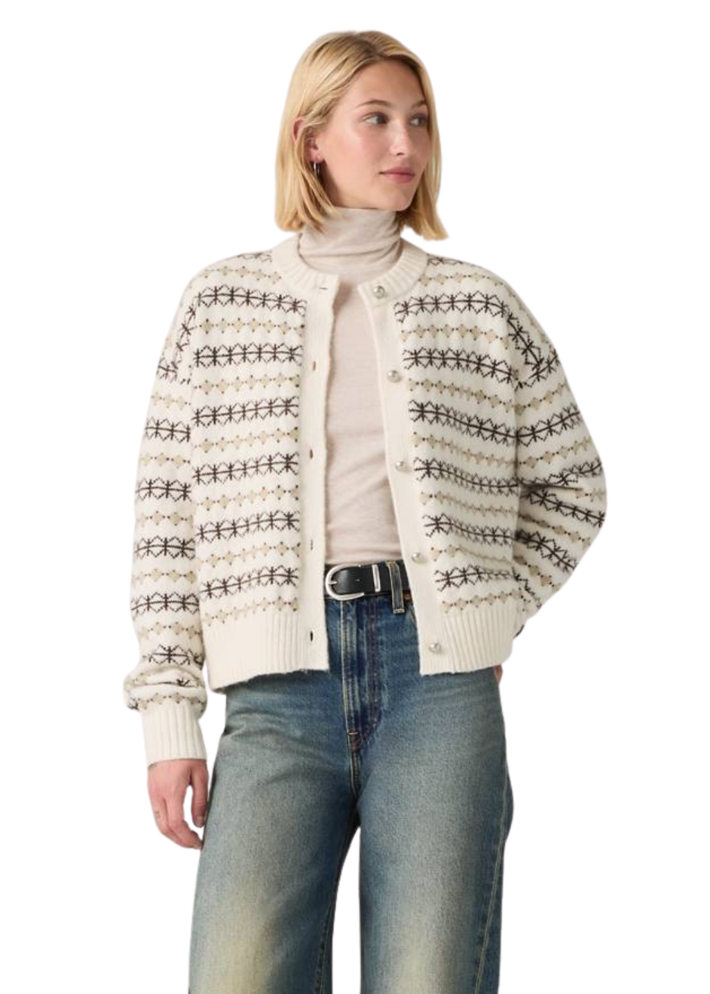 Levi's - Charlotte Crewneck Cardigan - Claire Fairisle Egret