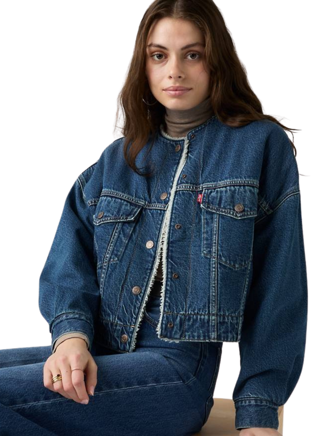 Levi's - Collarless Crop Sherpa Trucker - Rogue Rumor