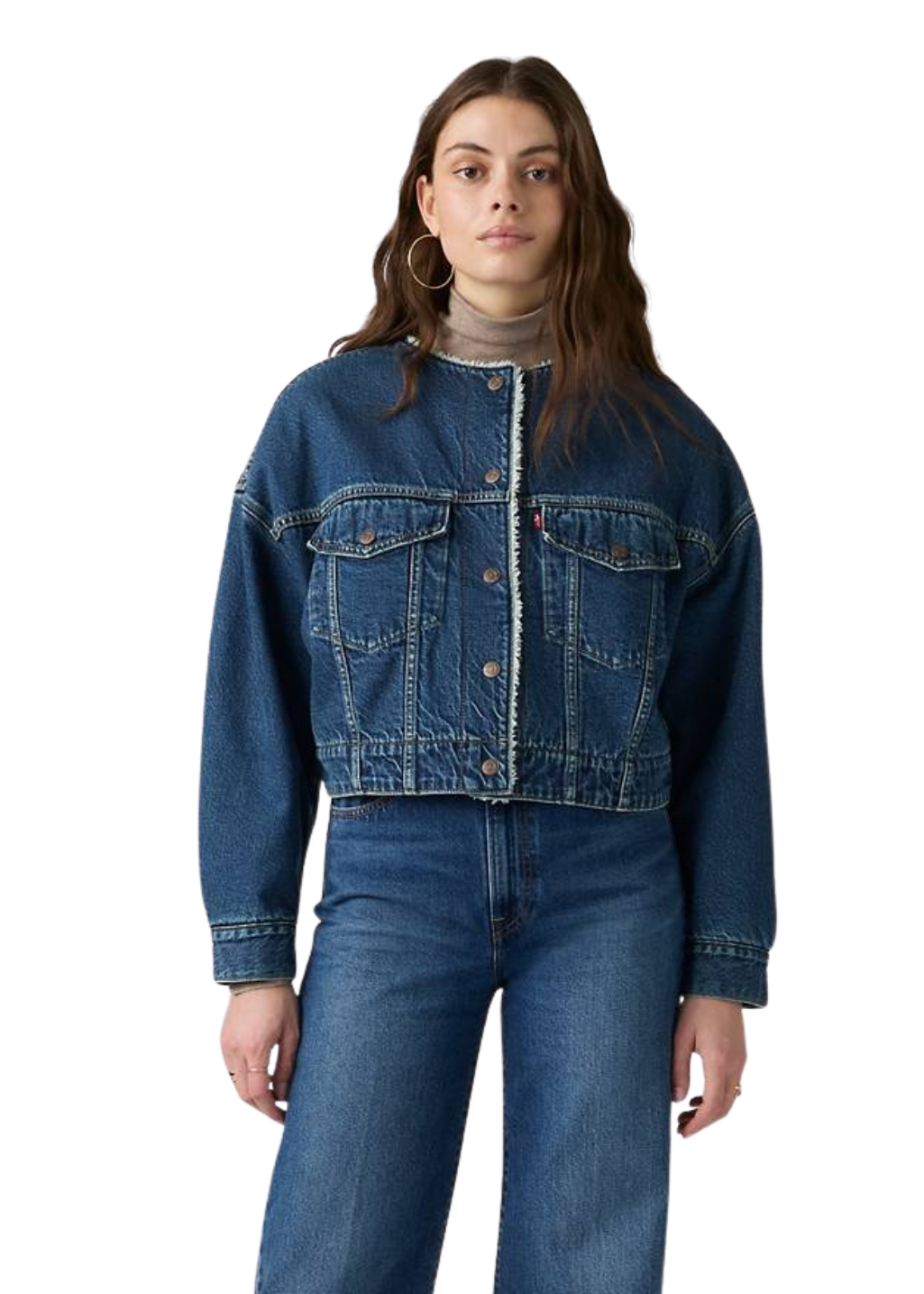 Levi's - Collarless Crop Sherpa Trucker - Rogue Rumor