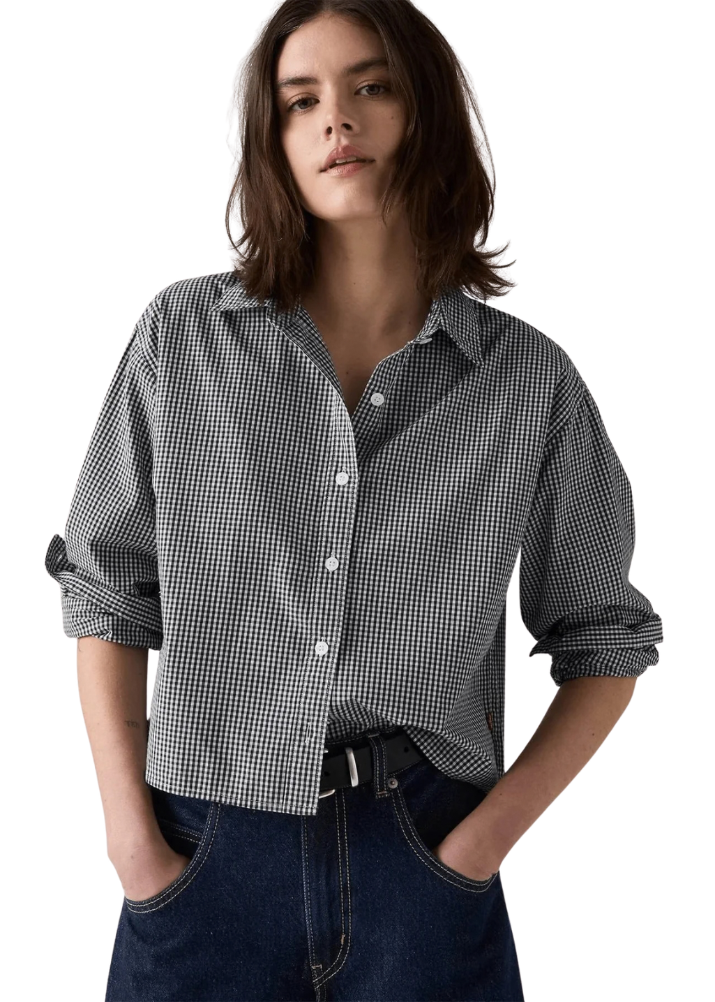 Levi's - Sully LS Shirt - Hedi Micro Gingham Oyster Gray