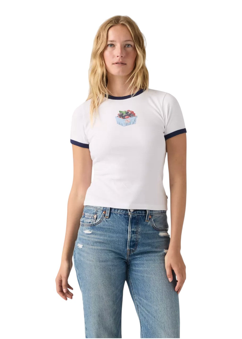 Levi's - Graphic Ringer Rickie Fresh Berries - Bright White\Peacoat