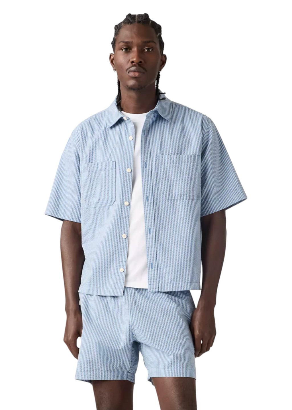 Levi's - SS Mechanic Boxy Shirt - Stavros Stripe Quiet Harbor