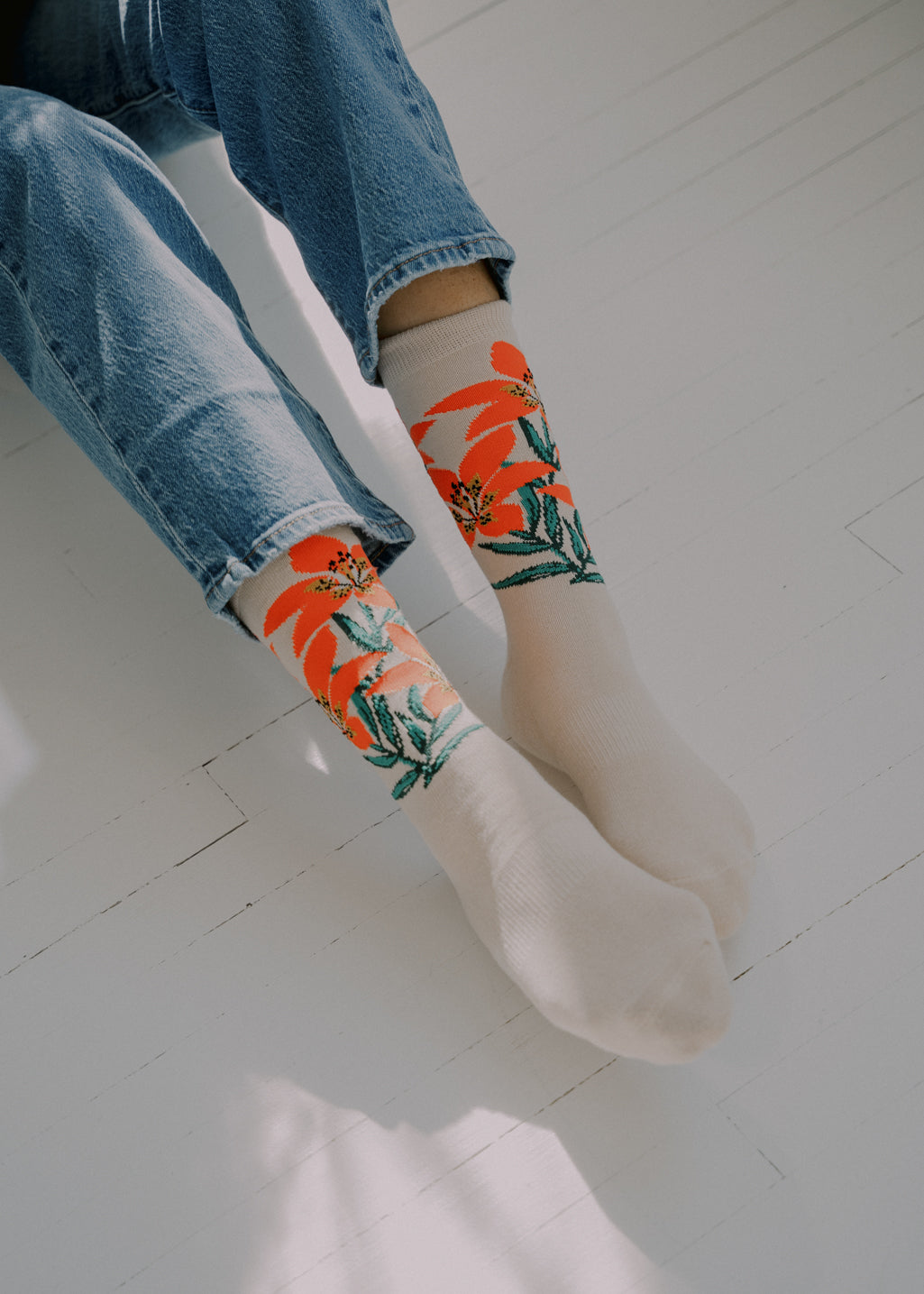 Lilium Socks | White Sand