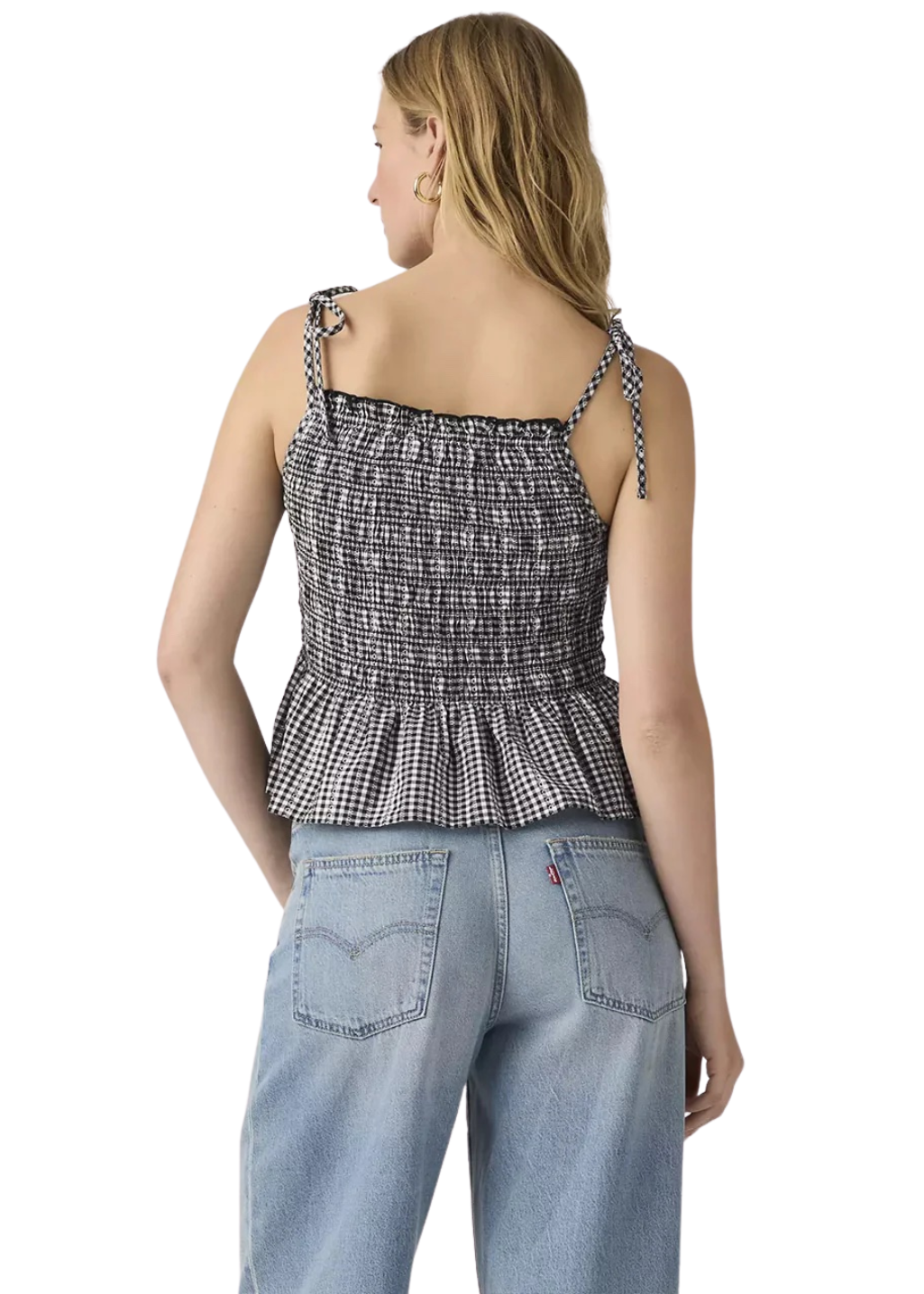 Levi's - Monaco SL Blouse - Springtime Dobby Gingham Black and White - Hardpressed Print Studio Inc.