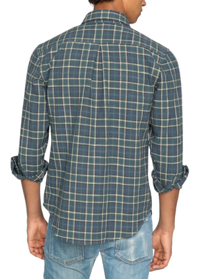 Naked & Famous Denim - Easy Shirt - Big Slub Check Flannel - Navy + Green