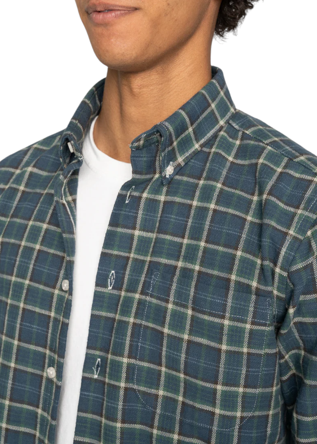 Naked & Famous Denim - Easy Shirt - Big Slub Check Flannel - Navy + Green