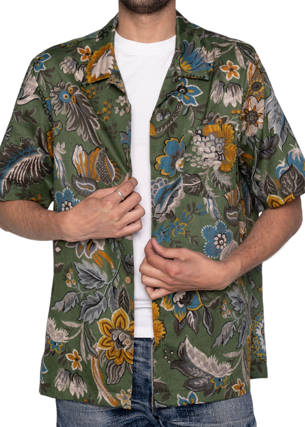 Naked & Famous Denim - Aloha Shirt - Vintage Pique - Green - Hardpressed Print Studio Inc.