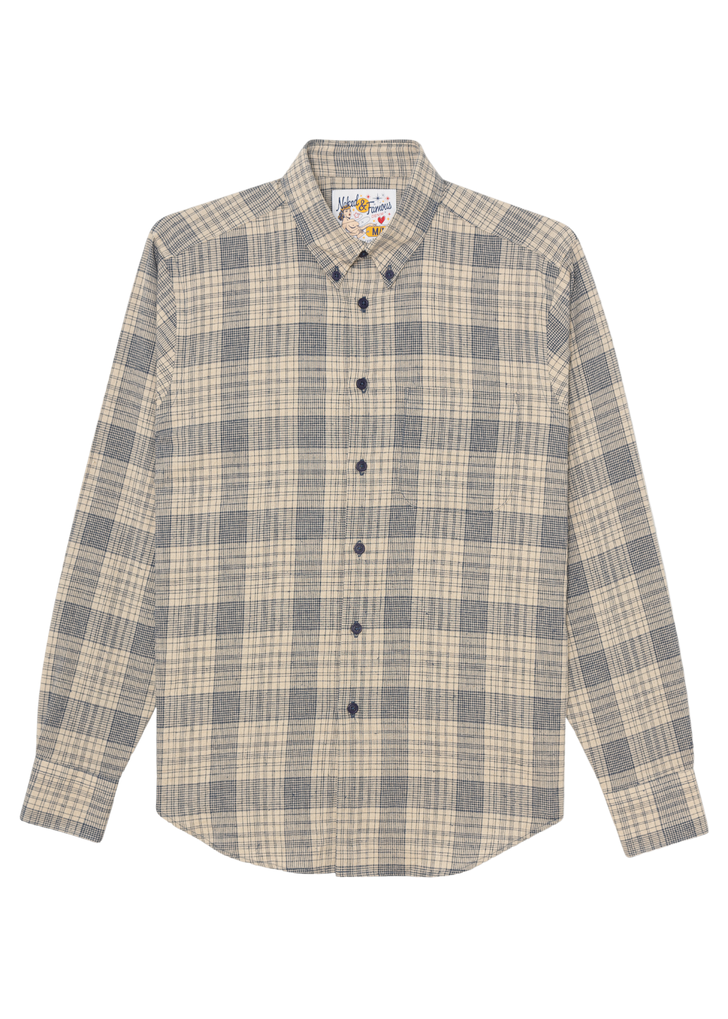 Naked & Famous Denim - Easy Shirt - Linen Cotton Spring Check - Blue - Hardpressed Print Studio Inc.