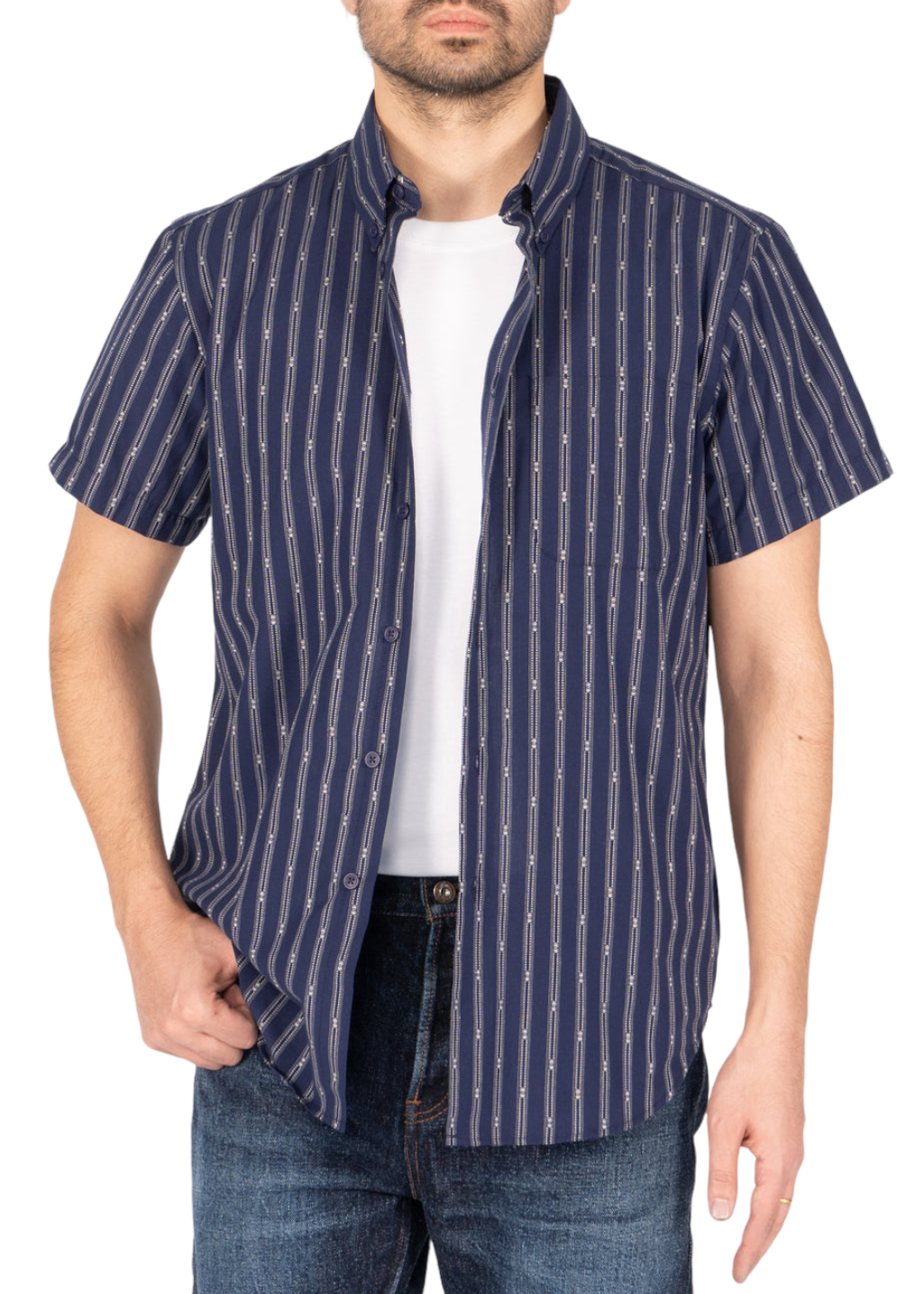 Navy short sales sleeve button up