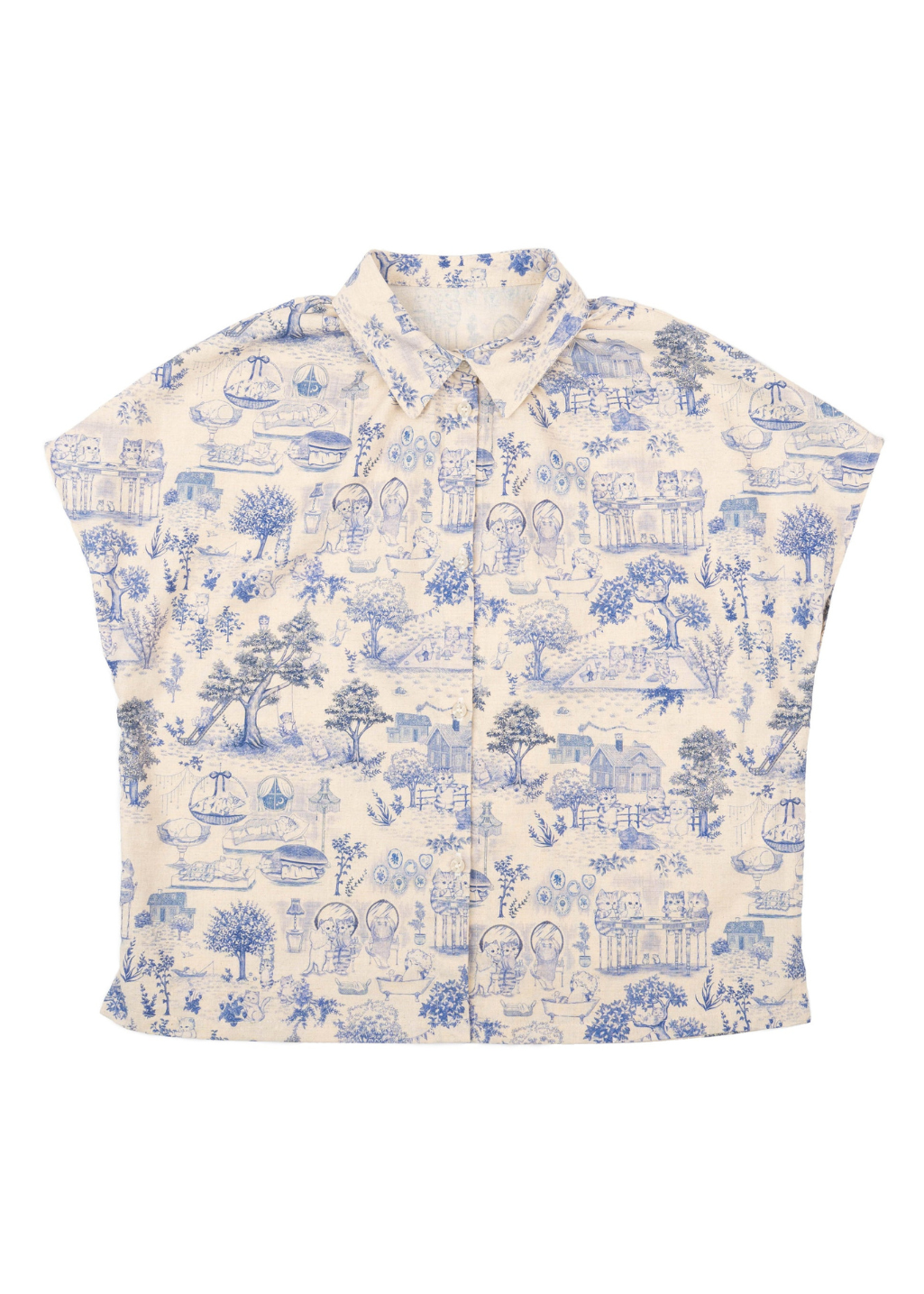 Naked & Famous Denim - Billie - Linen Cats - Blue