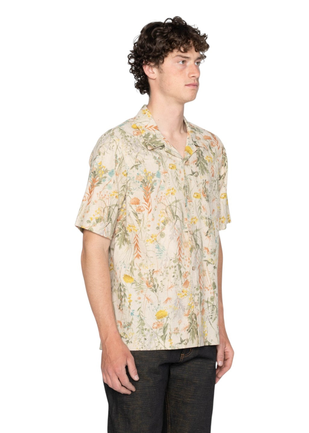Naked & Famous Denim - Aloha Shirt - Flowers Painting - Natural