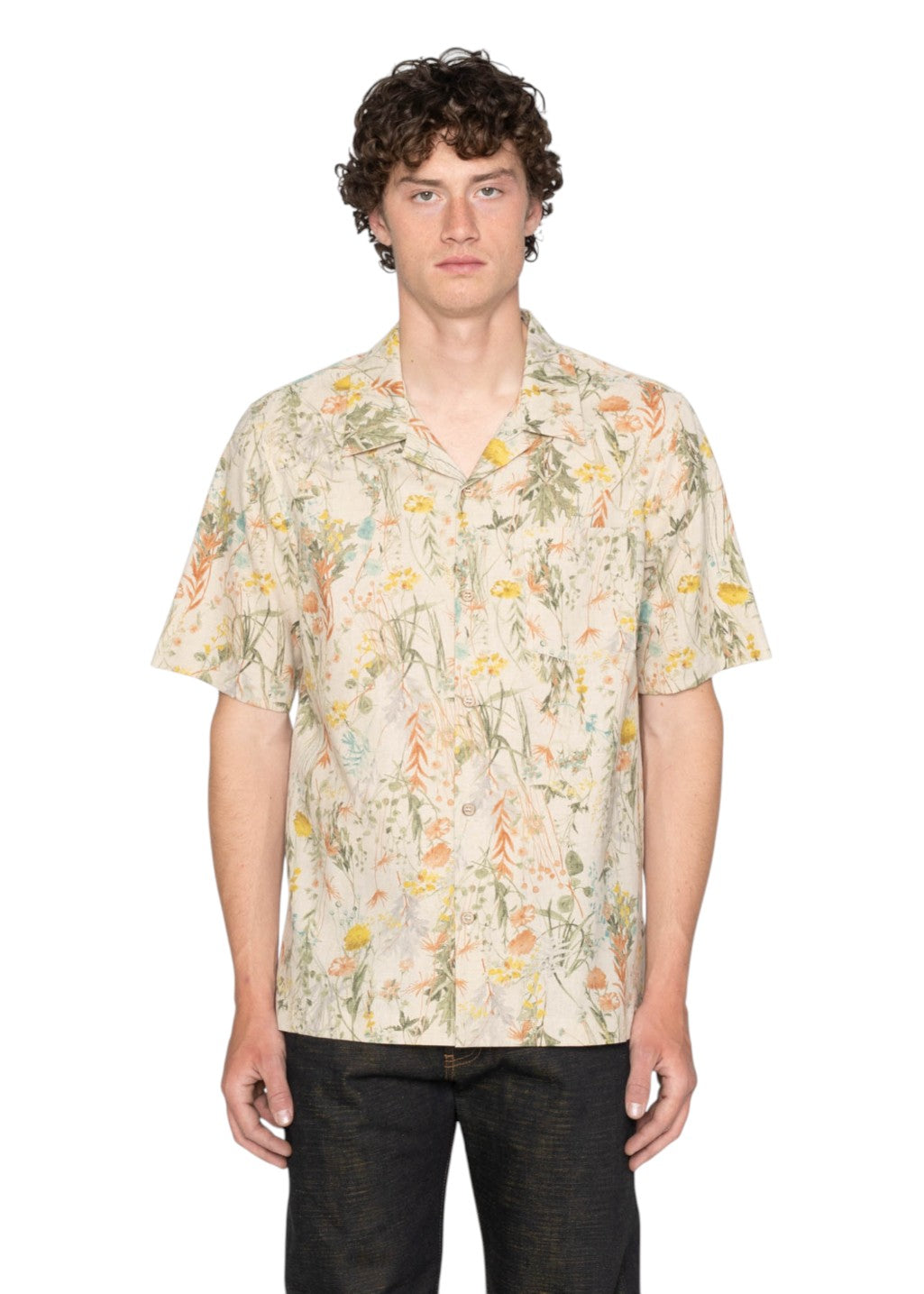 Naked & Famous Denim - Aloha Shirt - Flowers Painting - Natural