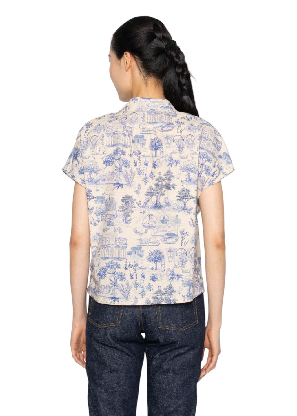 Naked & Famous Denim - Billie - Linen Cats - Blue - Hardpressed Print Studio Inc.