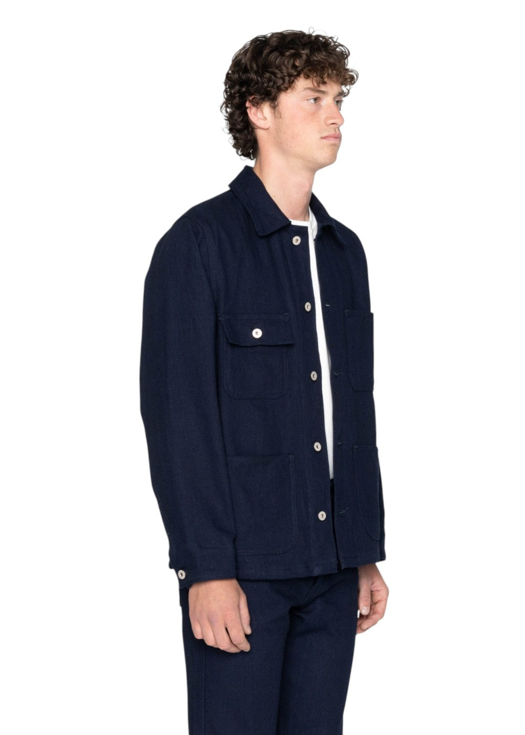 Naked & Famous Denim - Chore Coat - Maekake Dobby - Indigo - Hardpressed Print Studio Inc.