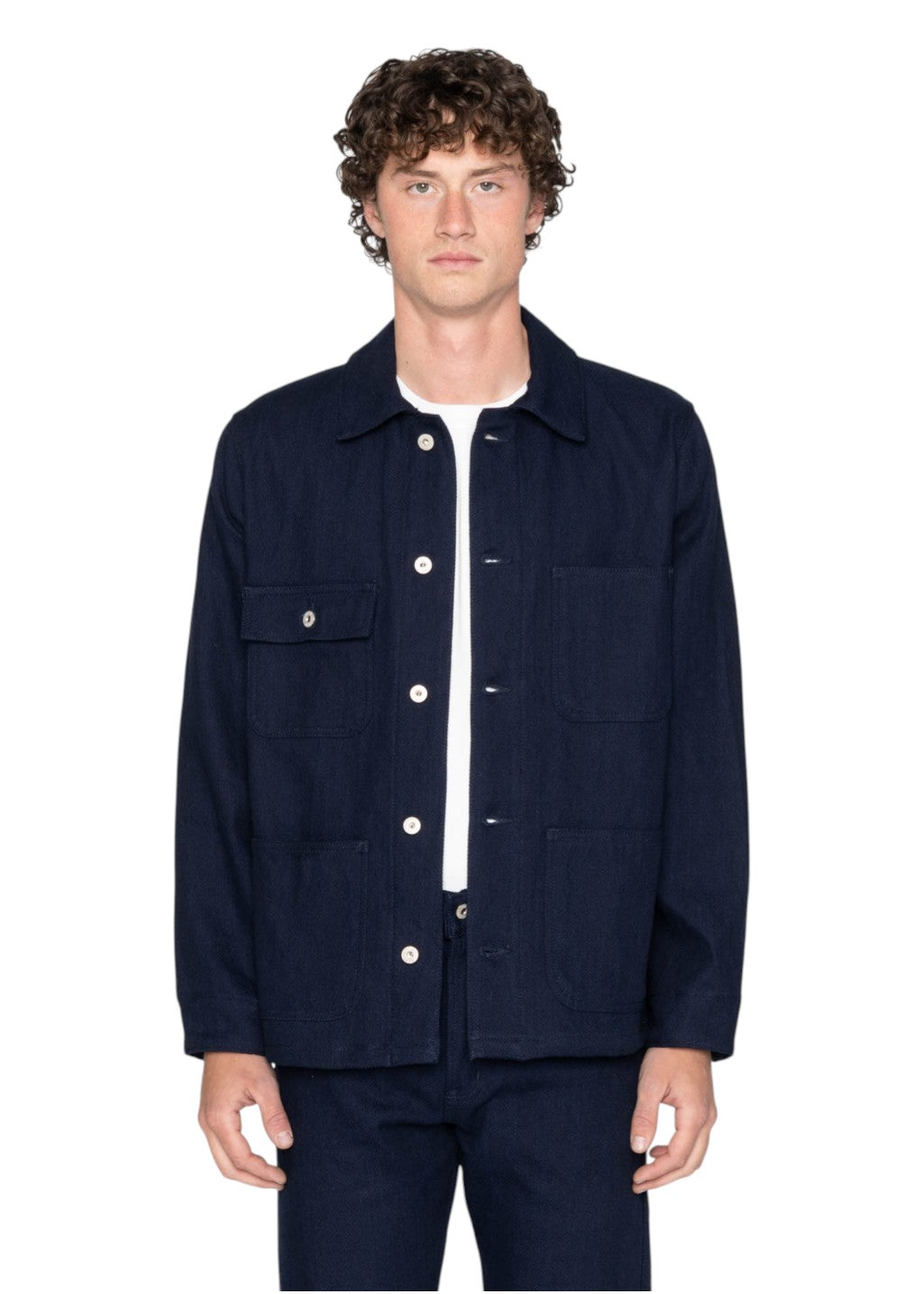 Naked & Famous Denim - Chore Coat - Maekake Dobby - Indigo - Hardpressed Print Studio Inc.