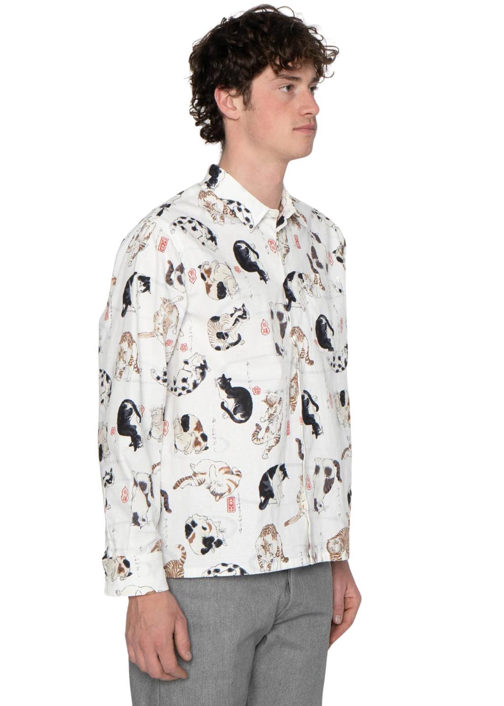 Naked & Famous Denim - Japanese Neko (Cats) - Bone